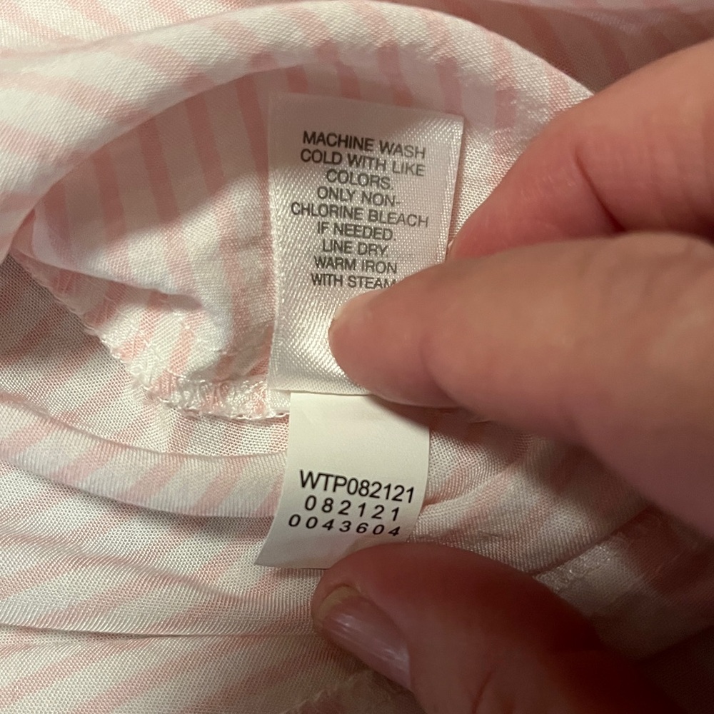 J. JILL Blouse Size Large Button Down Long Sleeve Pink White Stripe Women’s Top - Picture 9 of 10